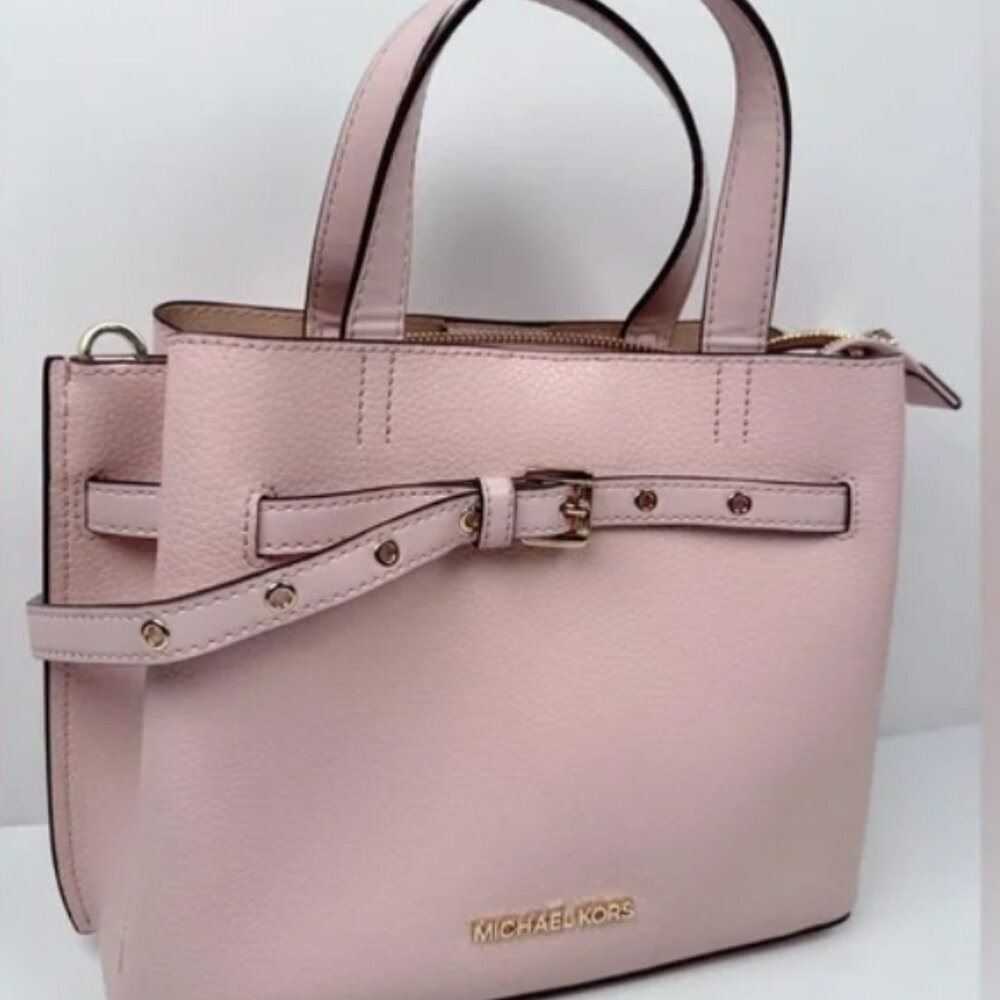 Michael Kors Emilia Small Pink Pebbled Leather Satchel Tote Bag - Picture 10 of 14